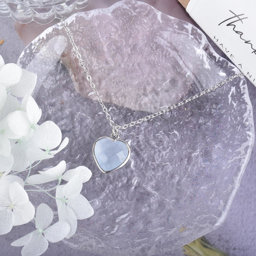 Frosty Aquamarine Heart Necklace