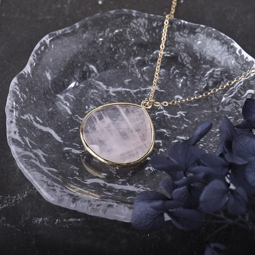 14k Gilded Rose Quartz Teardrop