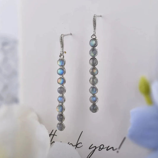 Elegant 925 Labradorite Drop Earrings