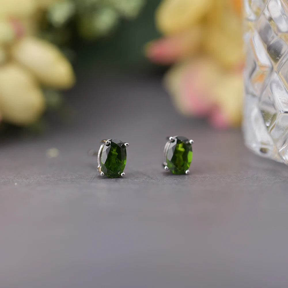 Green Chrome Diopside Studs