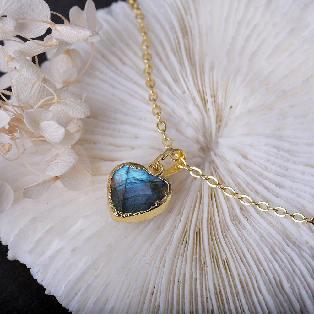 14k Gilded Labradorite Heart Necklace