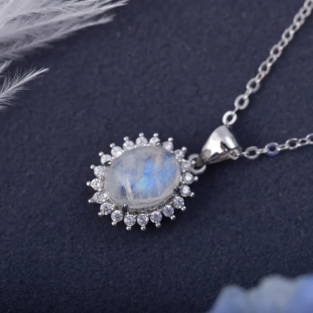 Moonstone Halo Pendant