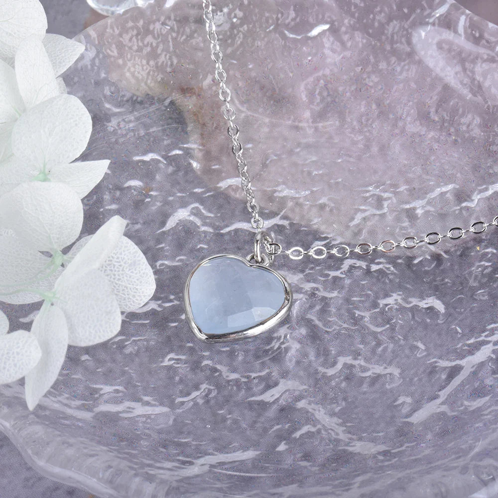 14k Gold Aquamarine Heart Necklace