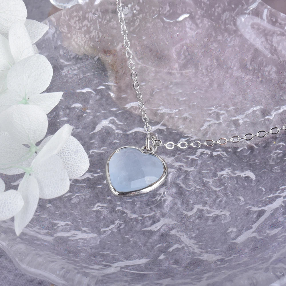 Frosty Aquamarine Heart Necklace