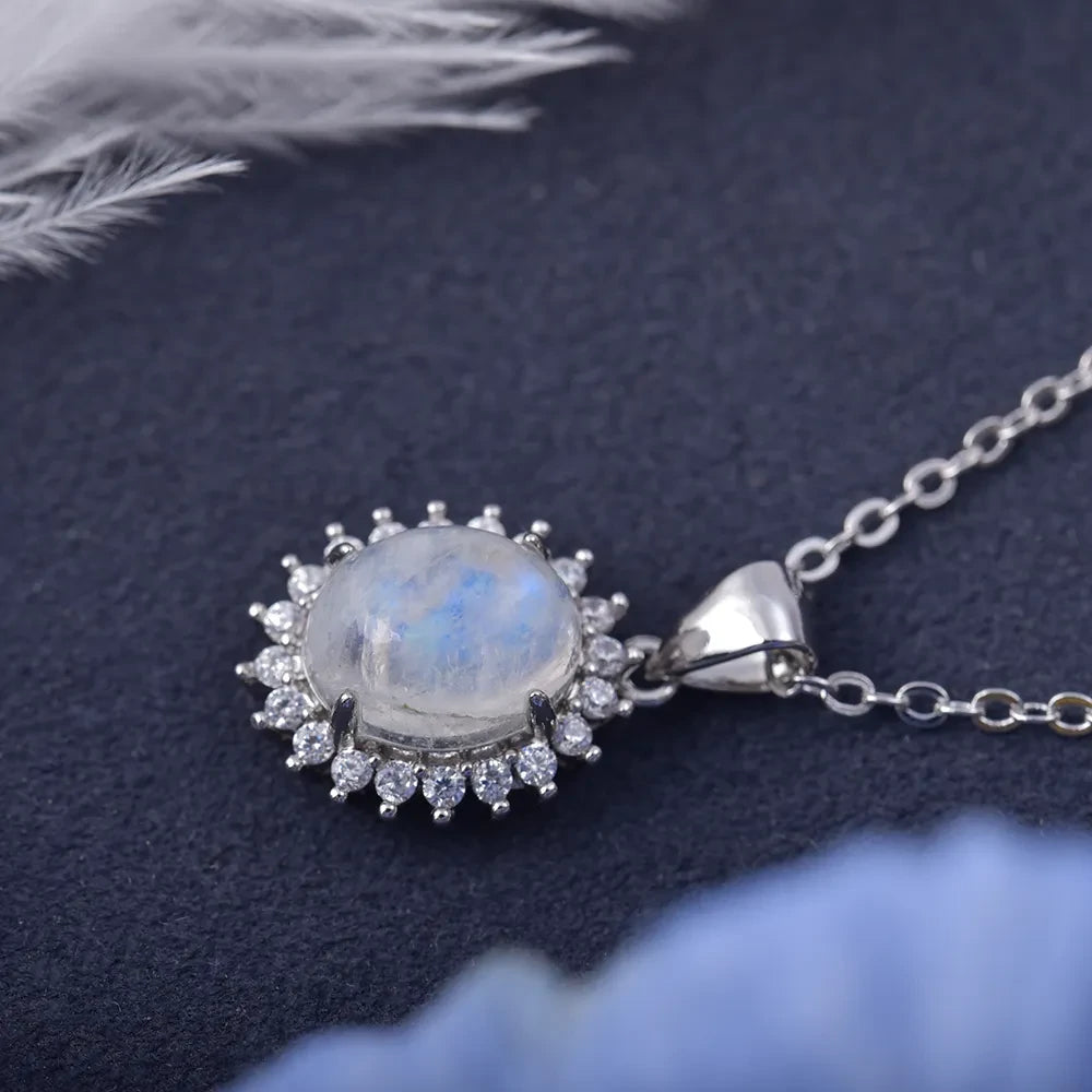 Moonstone Halo Pendant