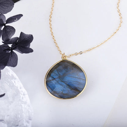 14k Gold Gilded Labradorite Teardrop