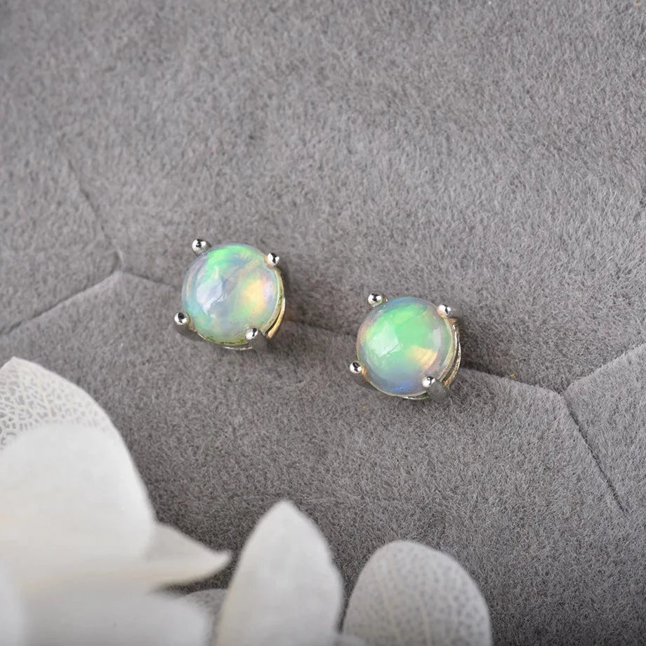 Round Opal Studs