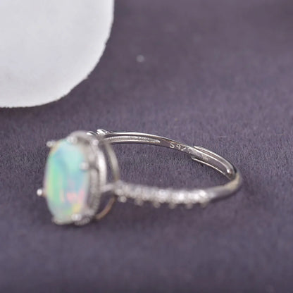 Faceted Opal Engagement Ring