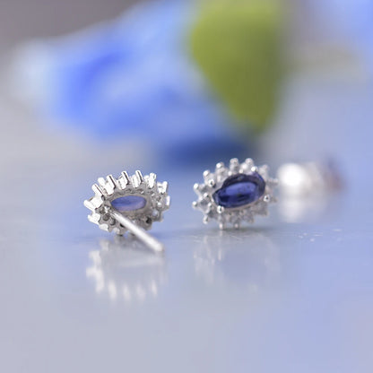 Iolite Halo Studs