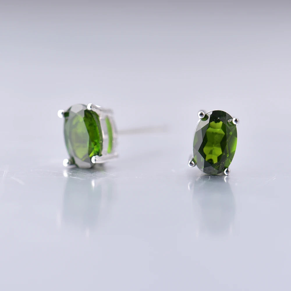 Green Chrome Diopside Studs