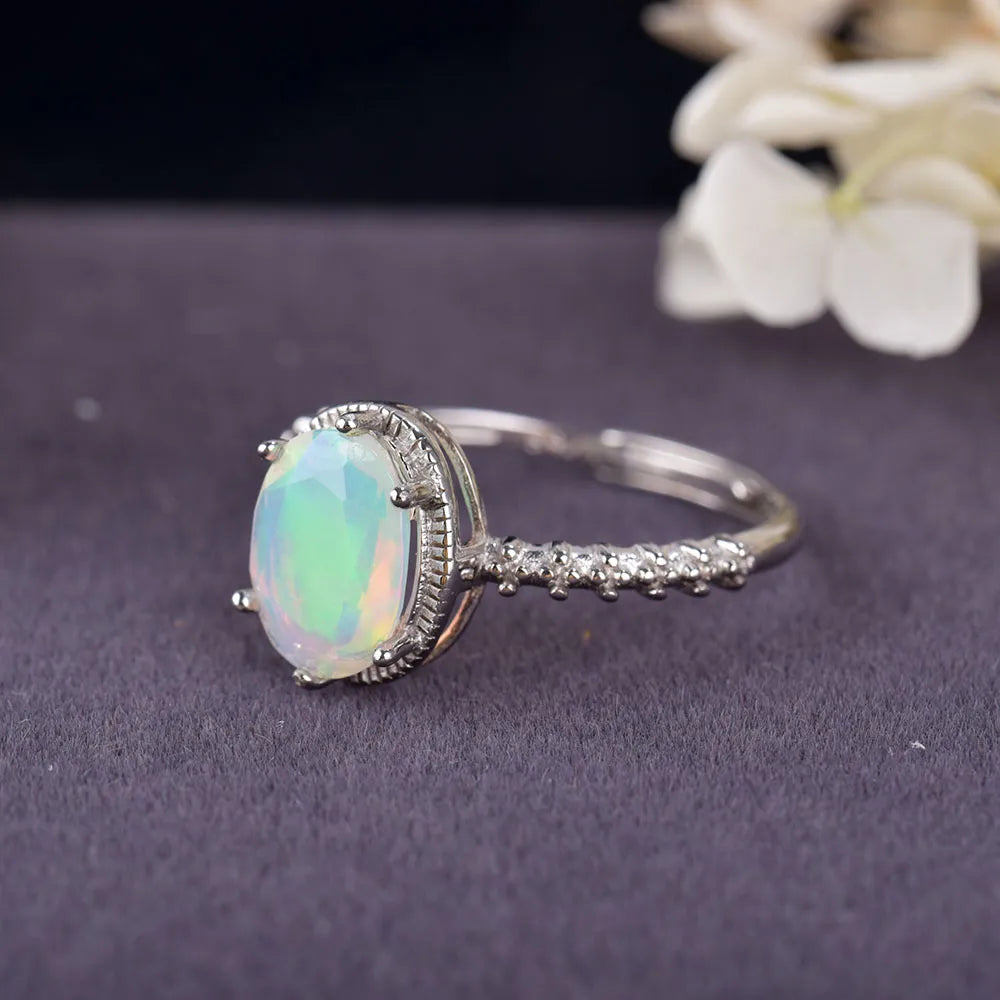 Faceted Opal Engagement Ring