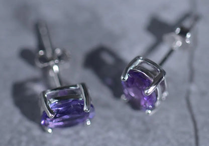 Faceted Amethyst Studs