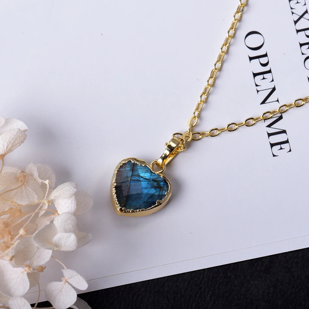 14k Gilded Labradorite Heart Necklace