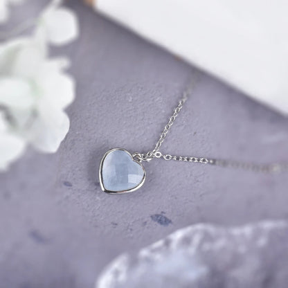 Frosty Aquamarine Heart Necklace