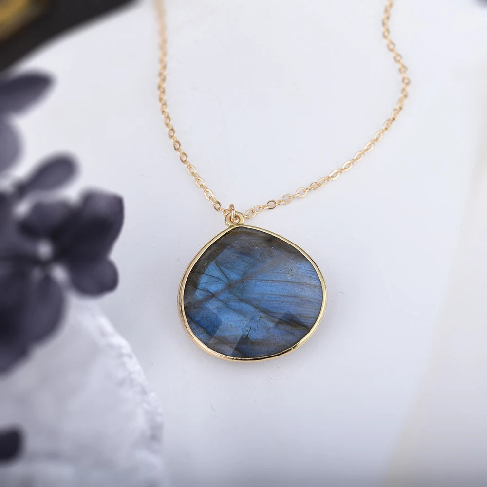 14k Gold Gilded Labradorite Teardrop