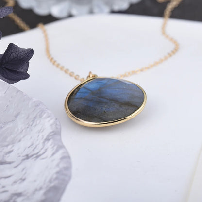 14k Gold Gilded Labradorite Teardrop