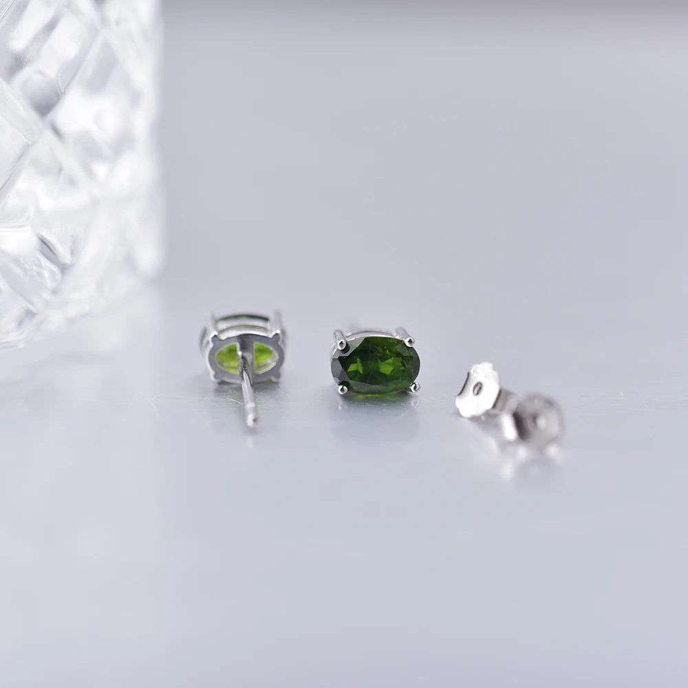 Green Chrome Diopside Studs