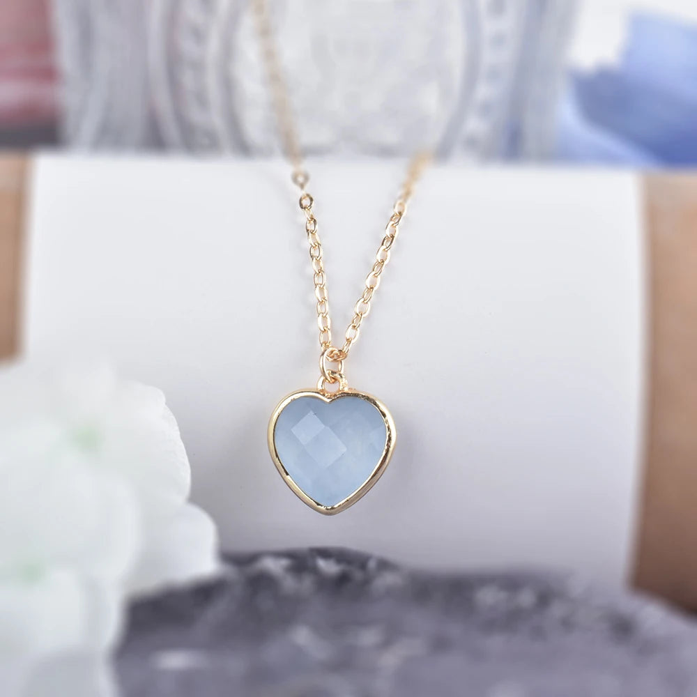 Frosty Aquamarine Heart Necklace