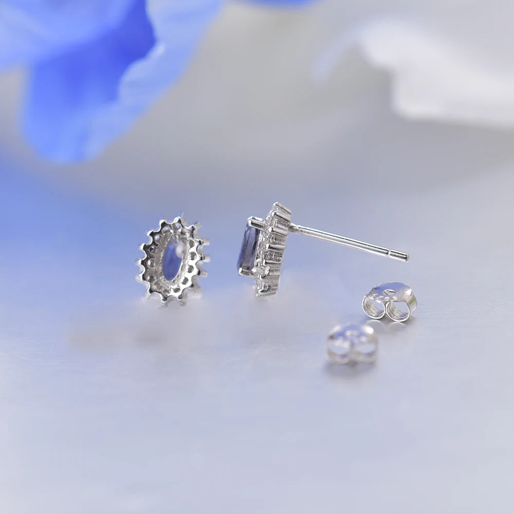 Iolite Halo Studs