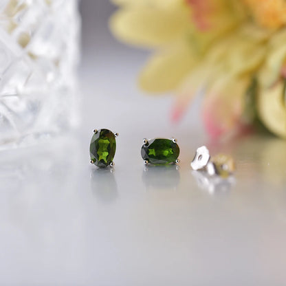 Green Chrome Diopside Studs