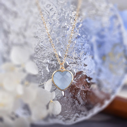 Frosty Aquamarine Heart Necklace