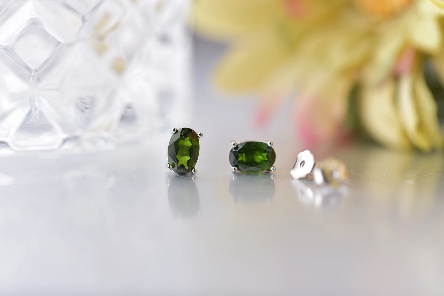 Green Chrome Diopside Studs