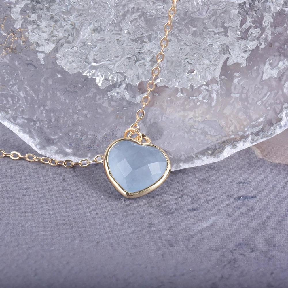 Frosty Aquamarine Heart Necklace