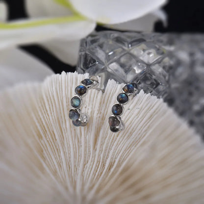 Labradorite Gem Huggie Earrings