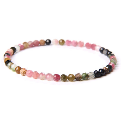 Bracelet Tourmaline Pastèque Facetté Élastique 4mm