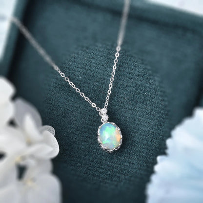 Silver Filigree Opal Necklace