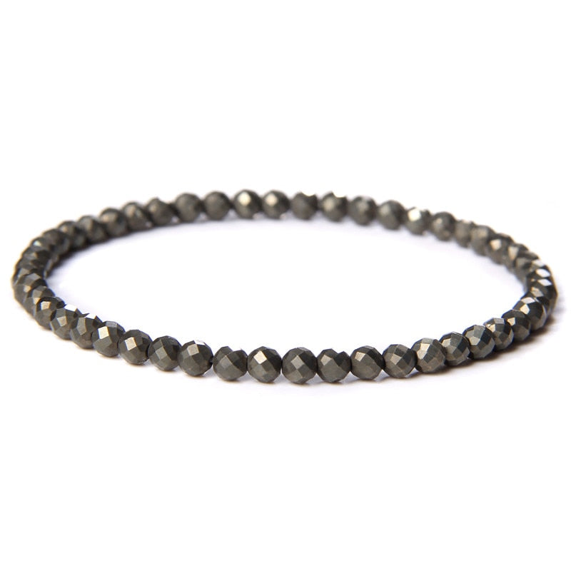 Bracelet Perles Facettes Pyrite Élastique 4mm