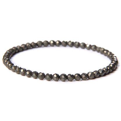 Pyrite Faceted Bead Bracelet Elastic 4mm