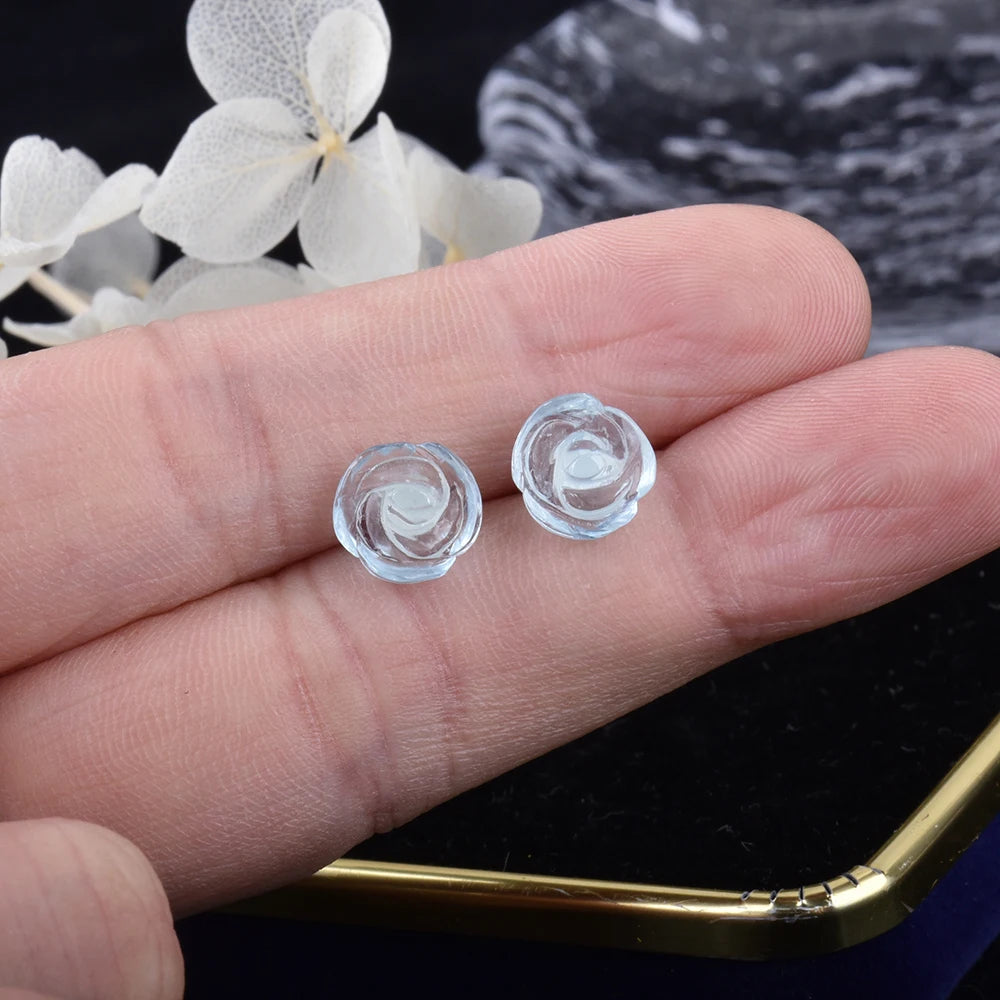 Aquamarine Crystal Rose Studs