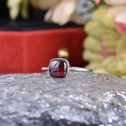 Square Garnet Birthstone Ring