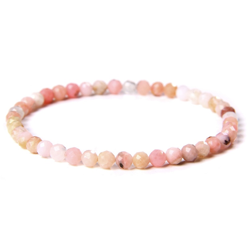 Bracelet Opale Rose sur Elastique 4mm