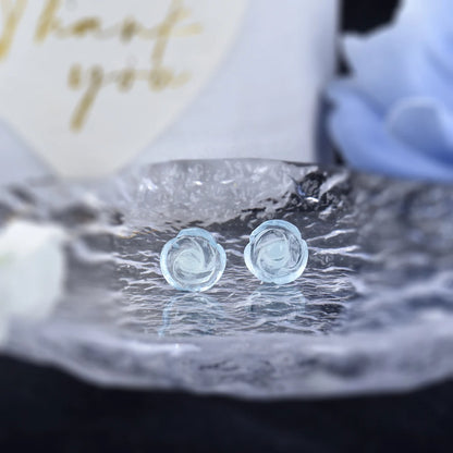 Aquamarine Crystal Rose Studs