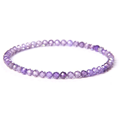 Bracelet de perles en zircon violet élastique 4 mm