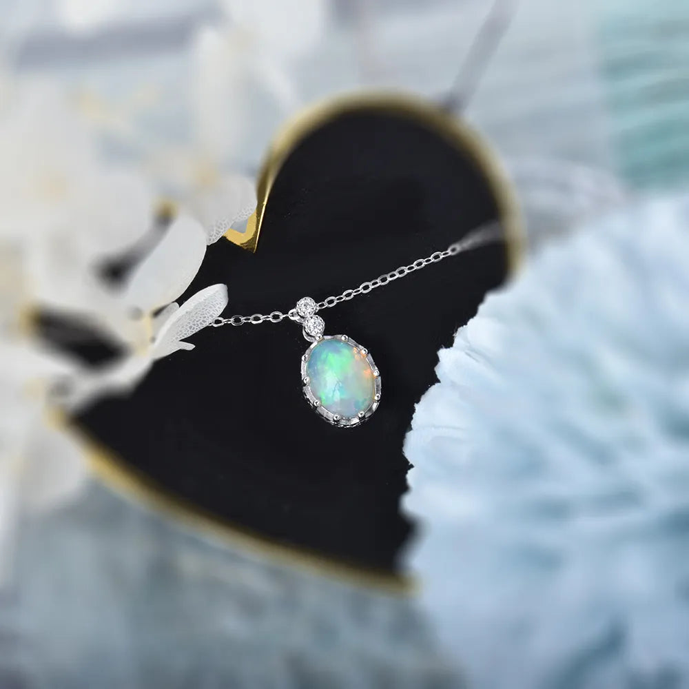 Silver Filigree Opal Necklace