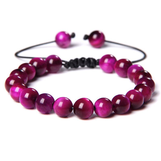 Pink Tiger Eye Bracelet on Adjustable Rope