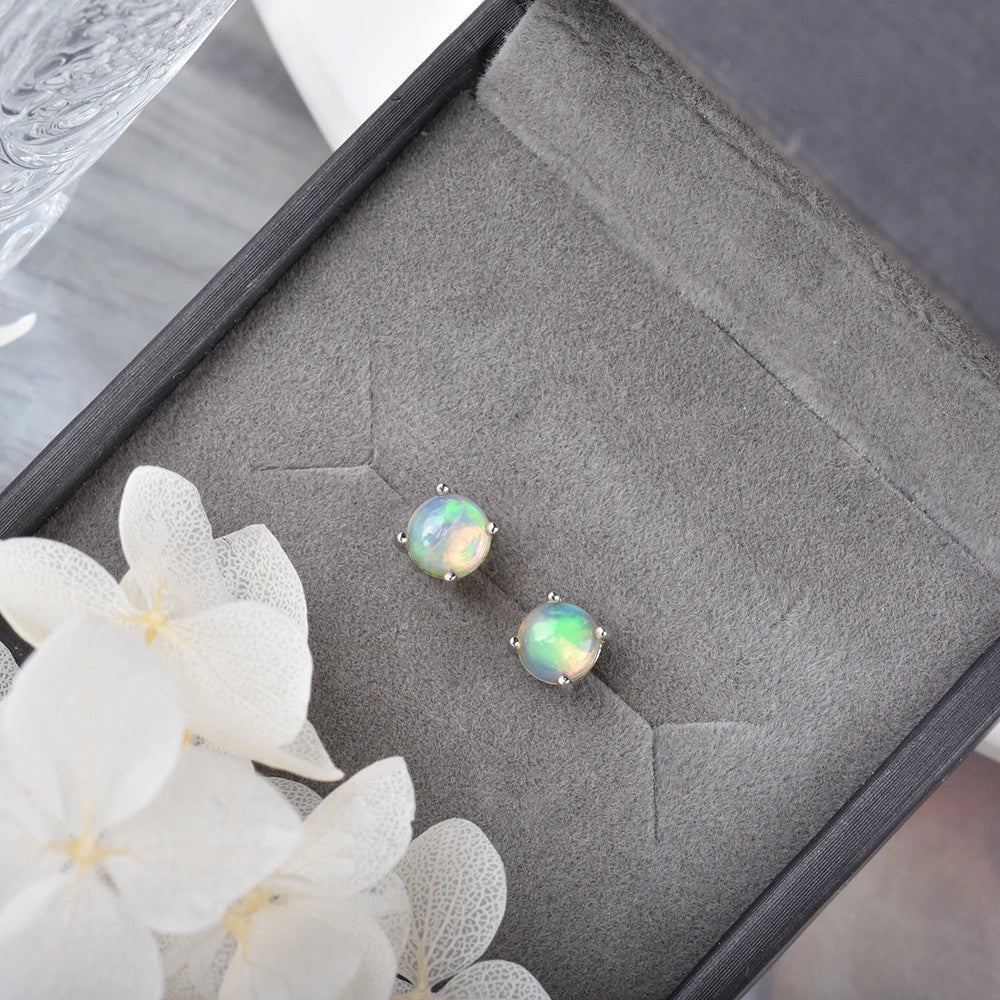 Round Opal Studs