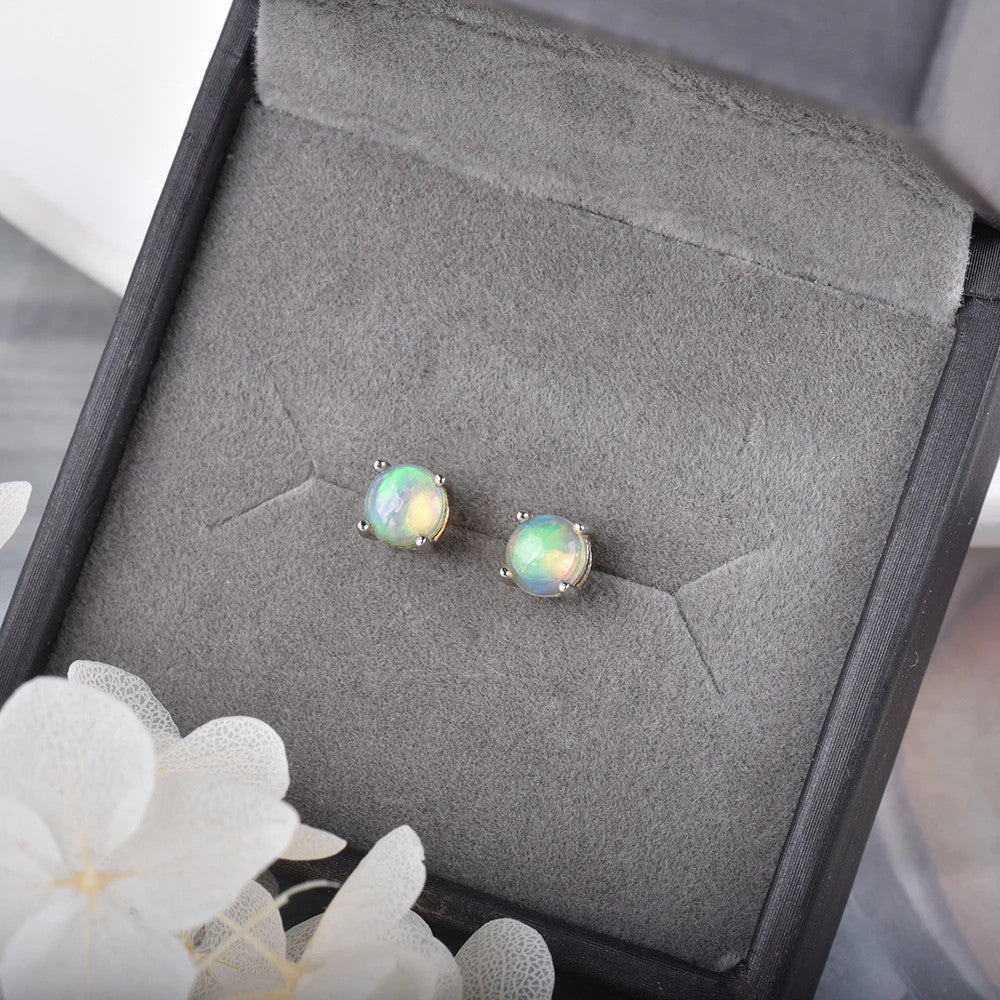 Round Opal Studs