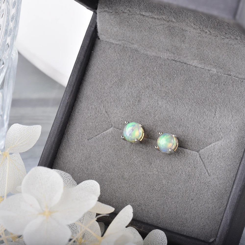 Round Opal Studs