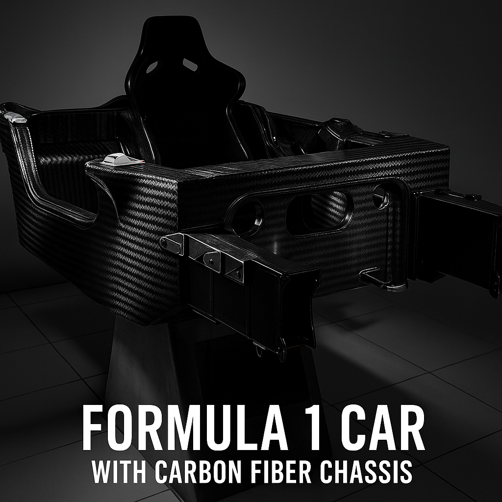 Formula 1 car chassis made from carbon fiber.