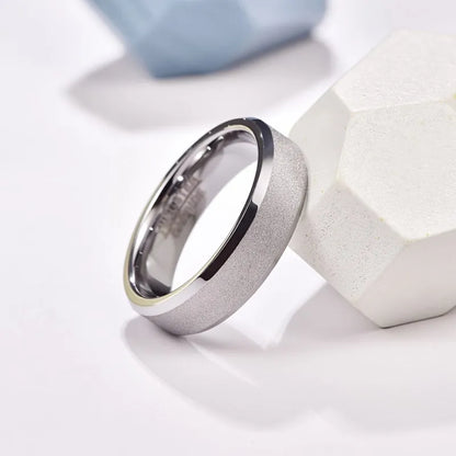 Frosted ring, crafted from durable silver Tungsten with a textured exterior.
