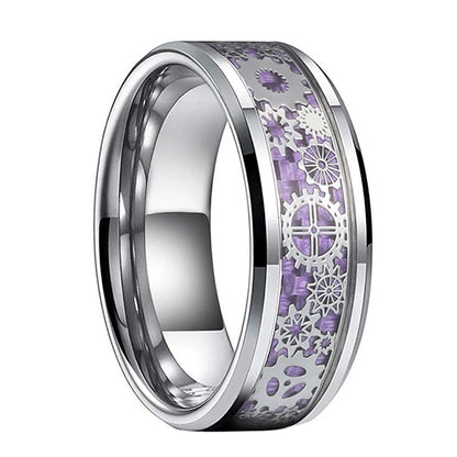 Ladies steampunk accessories featuring a silver ring with cog wheels.