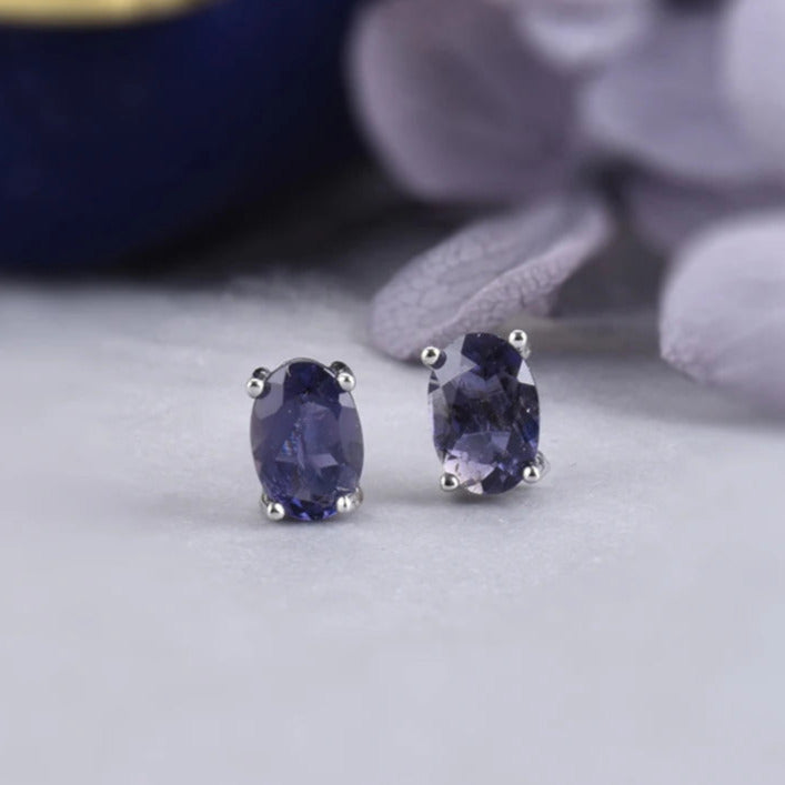 Silver Iolite Studs