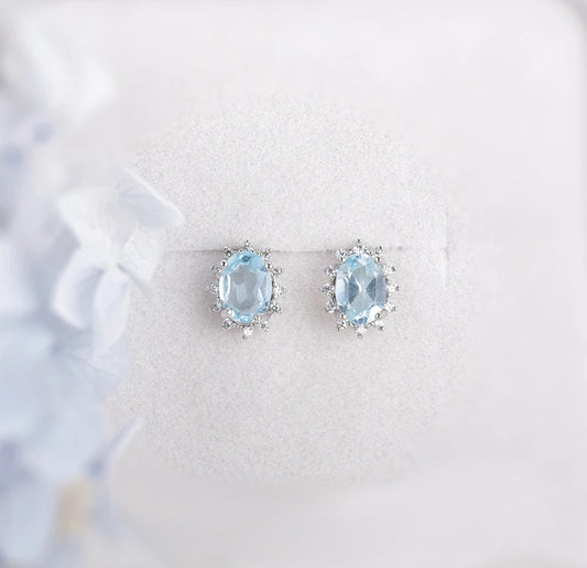 Ocean Blue Topaz Studs