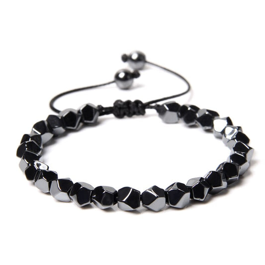 Bracelet Hématite Homme sur Corde Ajustable