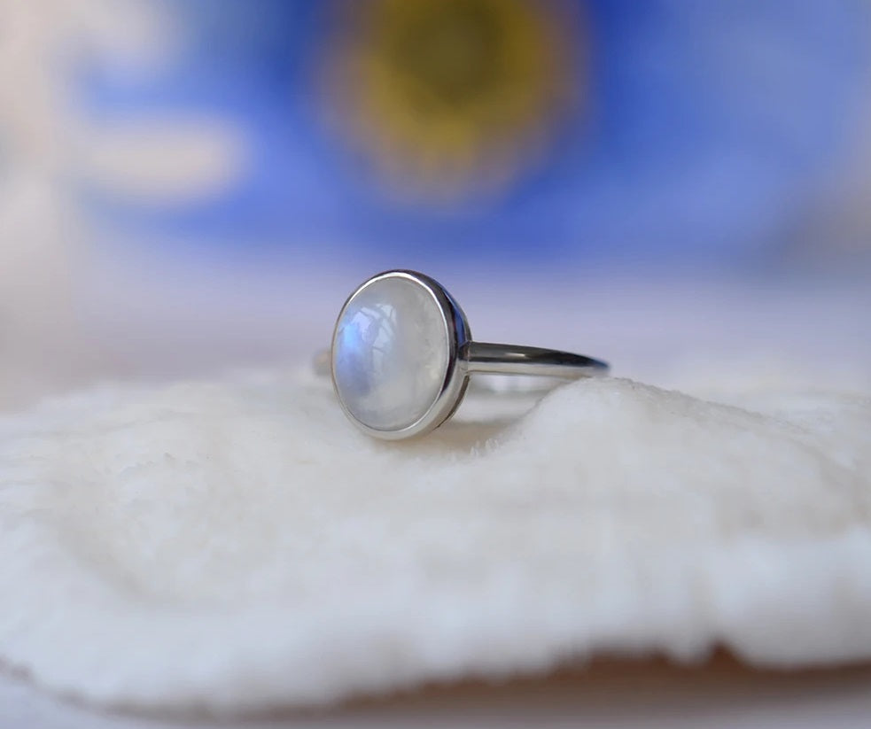 Rainbow Moonstone Engagement Ring