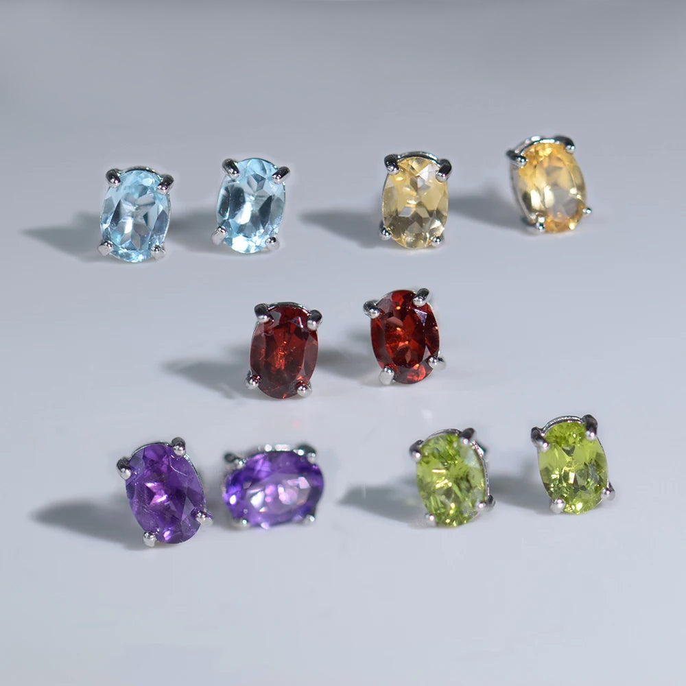 Faceted Garnet Studs